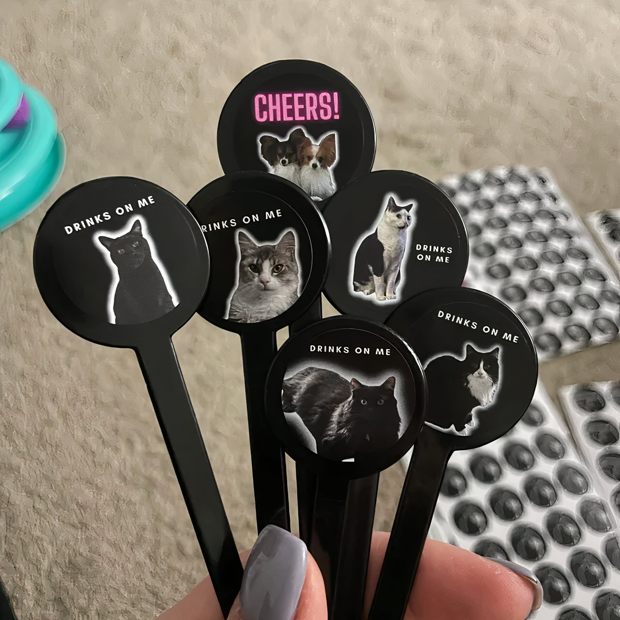 Custom Wedding Drink Stirrers Stickers