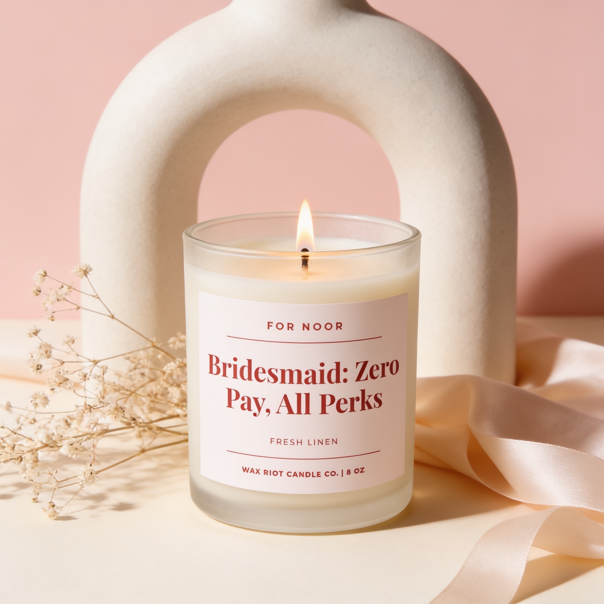Funny Bridesmaid Gift Candle, Zero Pay All Perks, Personalized Bridesmaid Proposal, Bridal Party Gift