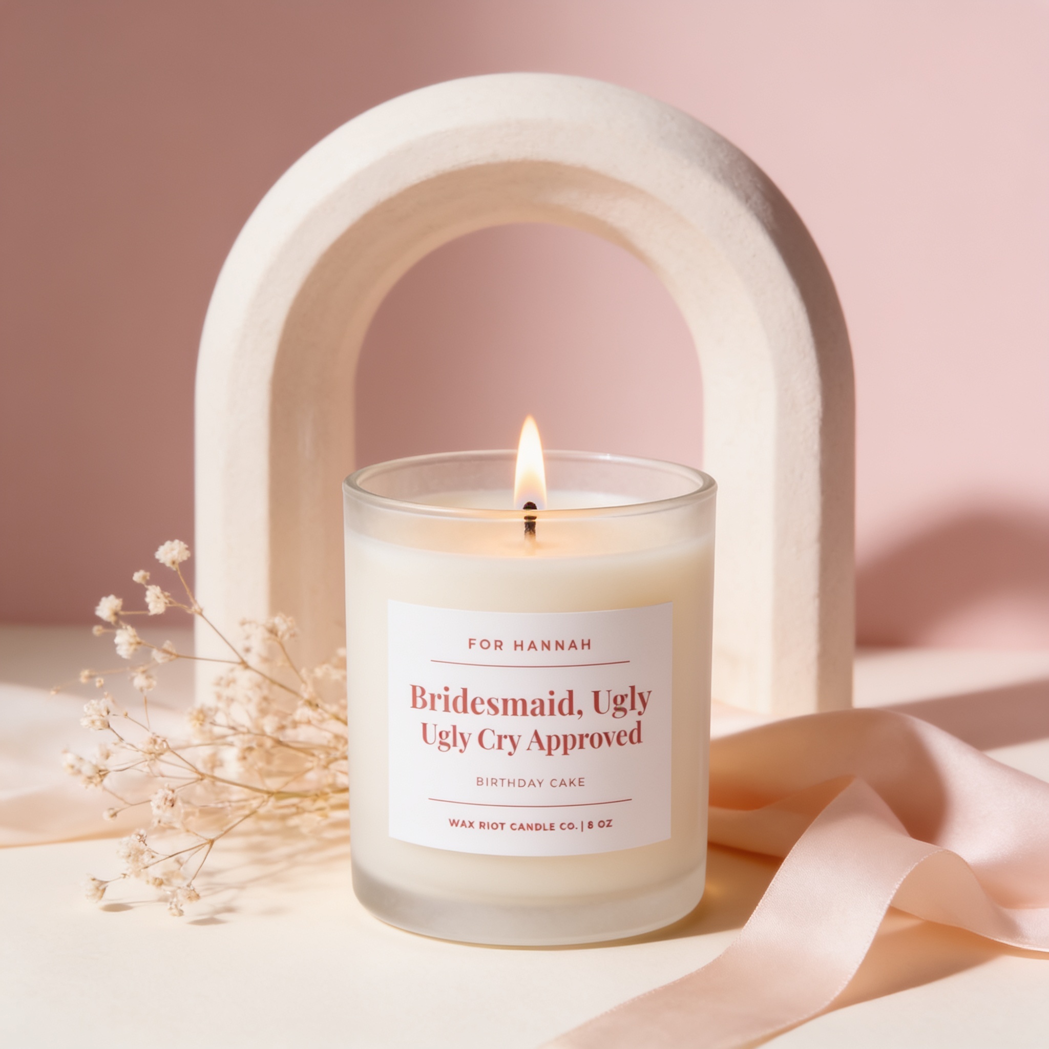 Bridesmaid Proposal Gift Candle, Ugly Cry Approved, Personalized Bridesmaid Gift, Wedding Party Favor