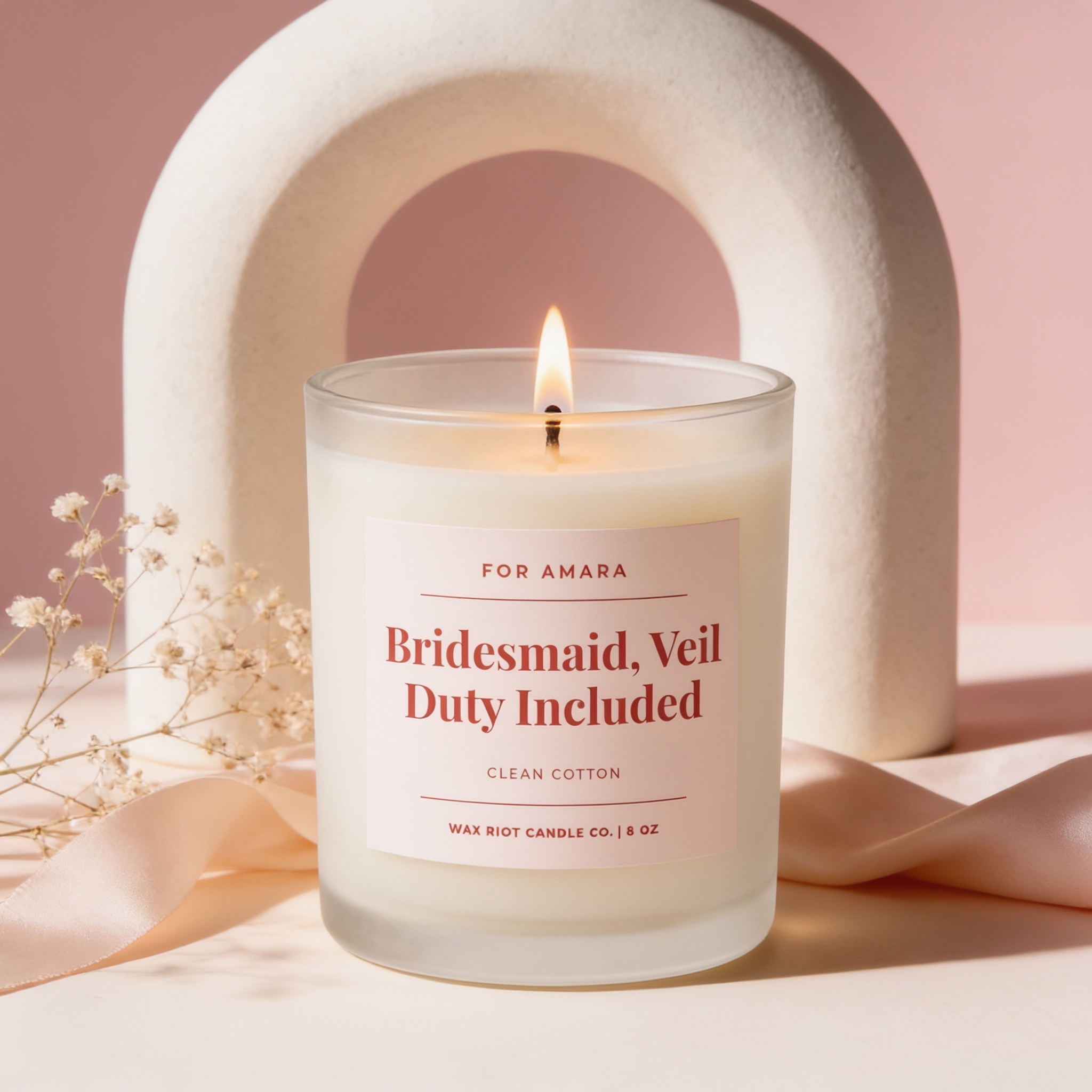 Bridal Party Gift Candle, Veil Duty Included, Personalized Bridesmaid Proposal, Wedding Party Favor